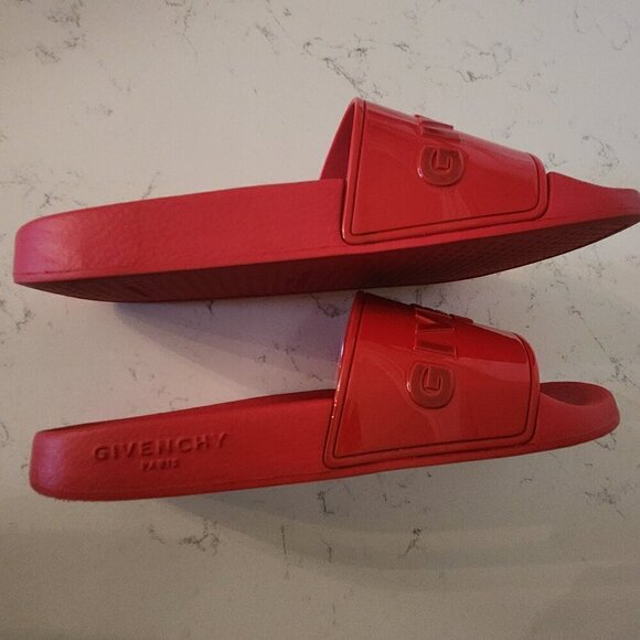 Givenchy Paris, Red Slide Flat Sandals, Authentic - Picture 3 of 11